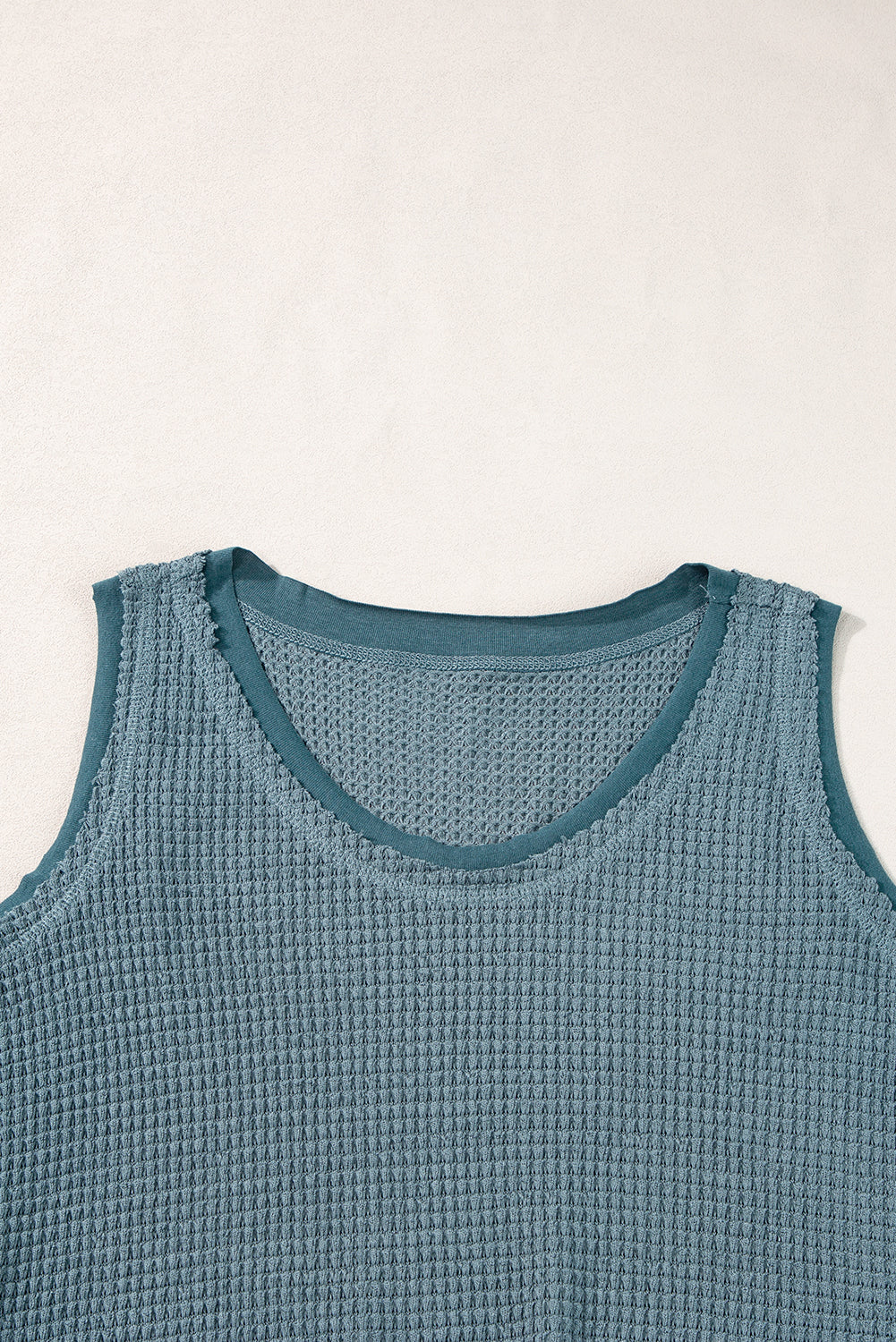 Real Teal Scoop Neck Waffle Knit Flowy Vest