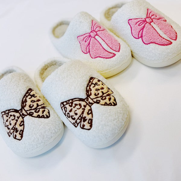 Pink Lounge Bow Cozy Slippers