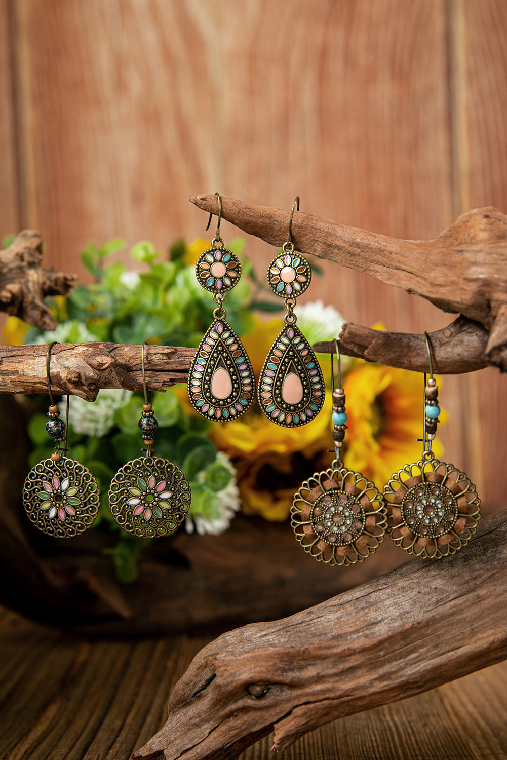 Gold Boho Retro Hollow Dangle Earrings Set