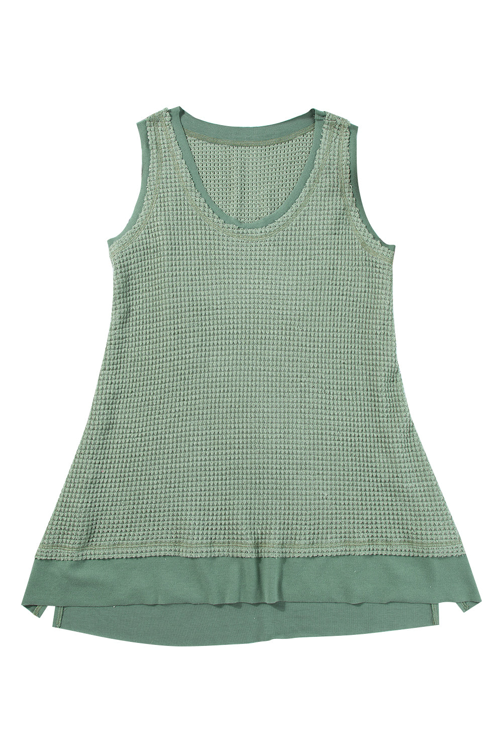 Real Teal Scoop Neck Waffle Knit Flowy Vest