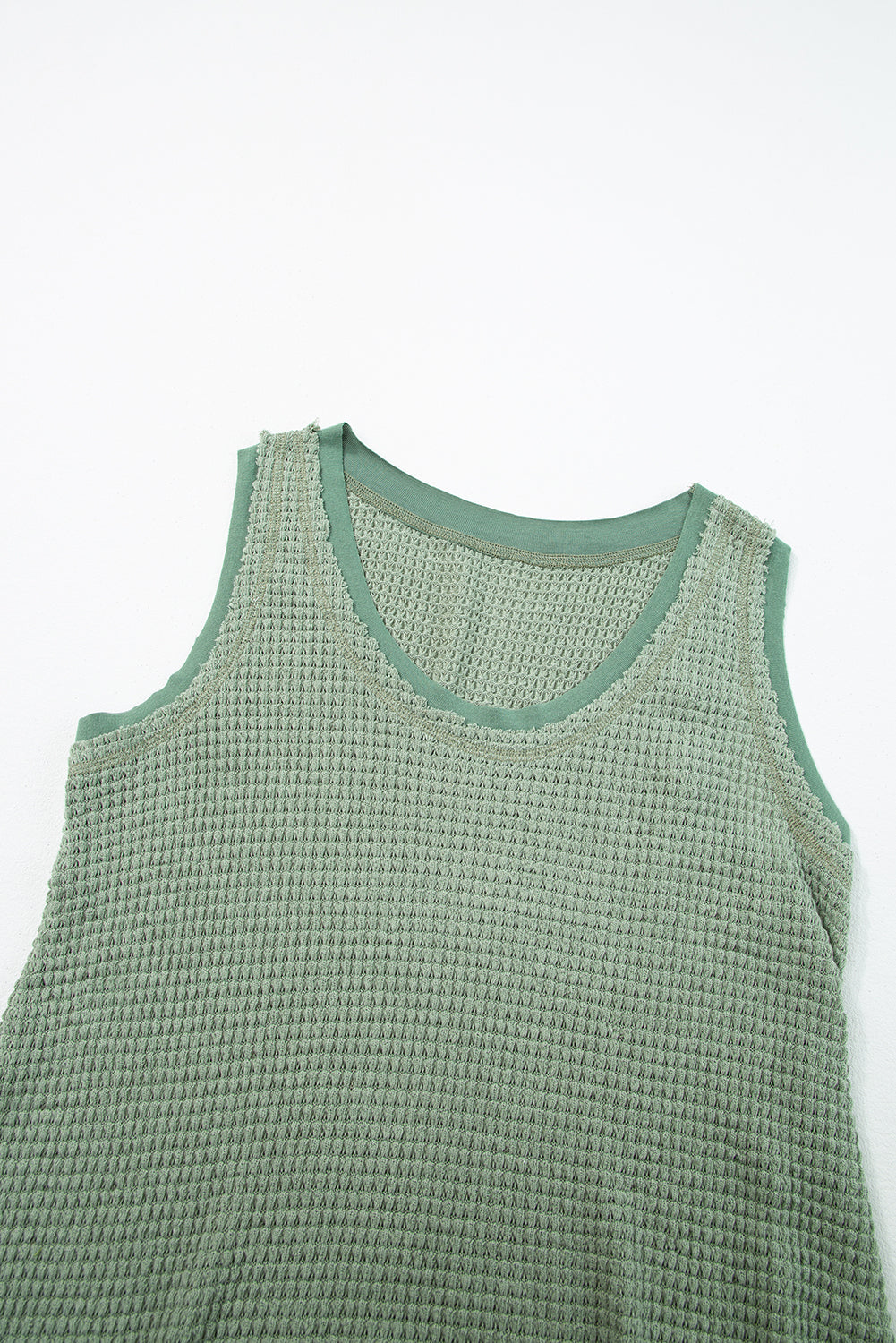 Real Teal Scoop Neck Waffle Knit Flowy Vest