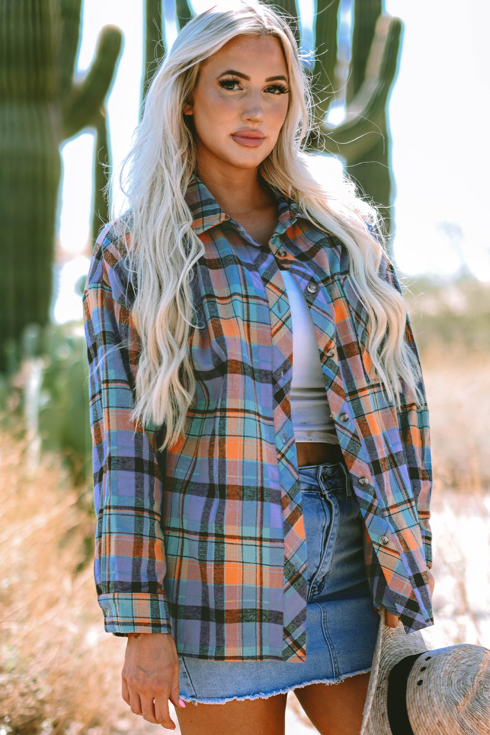 Red Plaid Print Loose Vintage Shirt