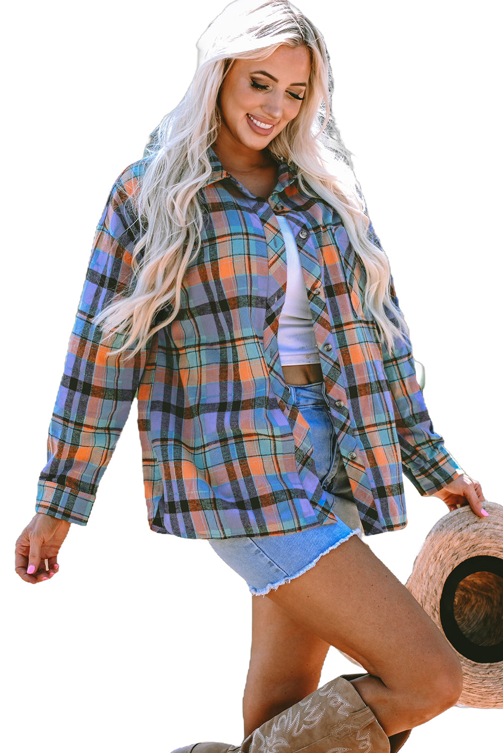 Red Plaid Print Loose Vintage Shirt