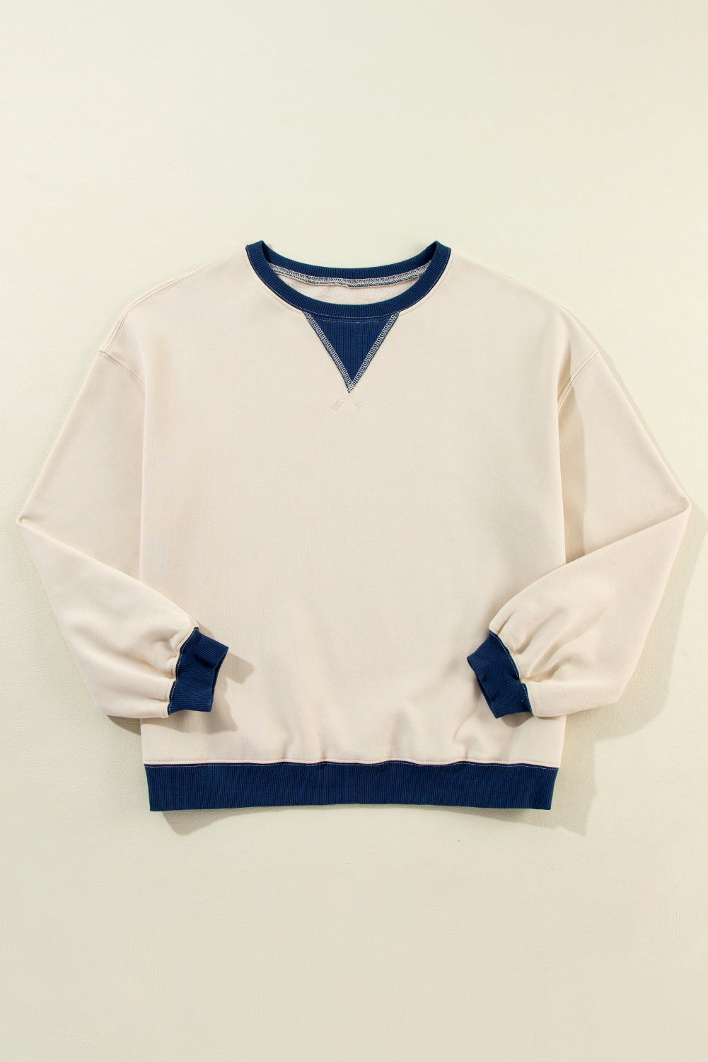 Red Clay Color Block Patch Drop Shoulder Oversized Sweatshirt