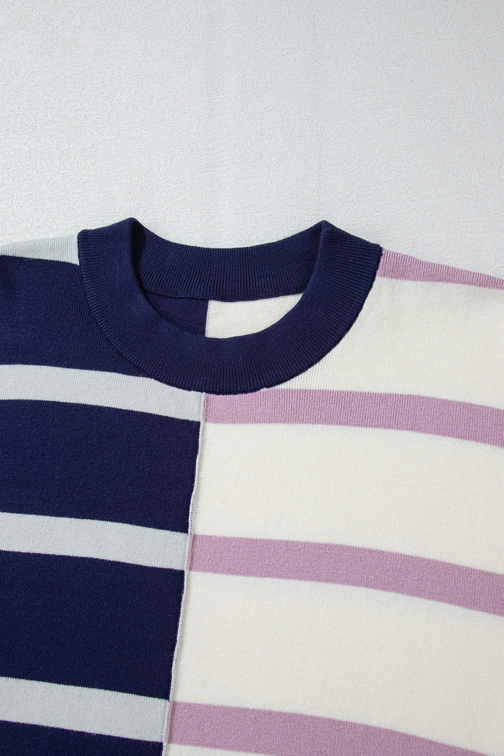 Blue Stripe Colorblock Oversized Sweater